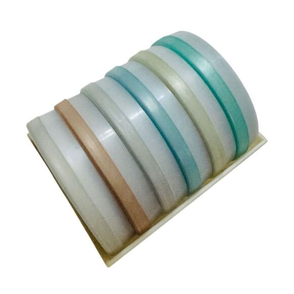 Vintage Tupperware 566-14 Wagon Wheel Coasters w/Caddy Rack Holder Set of 6 - Picture 3 of 9